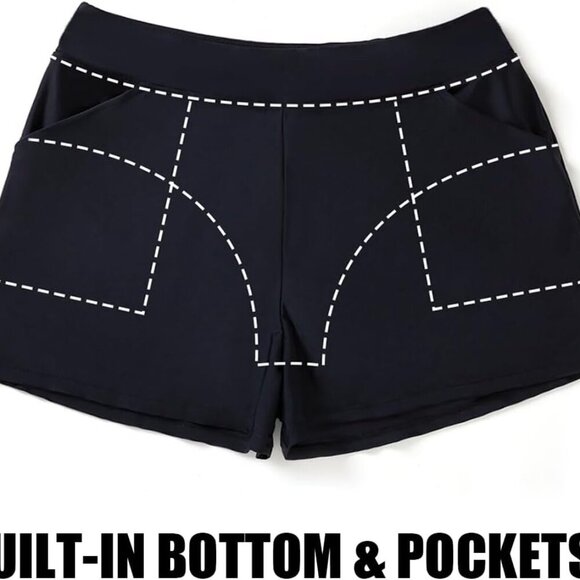 Plus Size Tankini Swimsuits Black 14 Plus - Picture 6 of 8